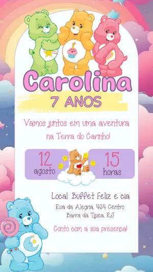 Convite de Aniversário Ursinhos Carinhosos para Editar Online