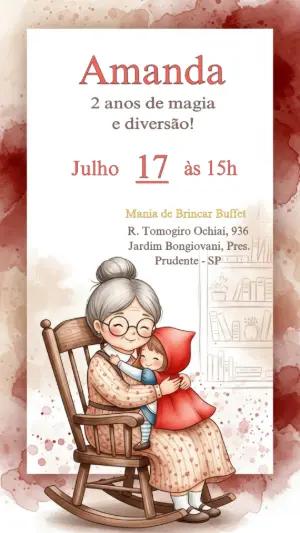 Convite Aniversário Chapeuzinho Vermelho para Editar Online