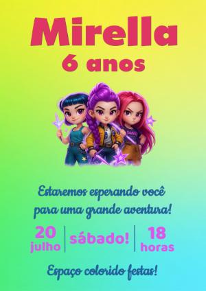 Convite Digital Aniversário Guerreiras do Kpop para Editar
