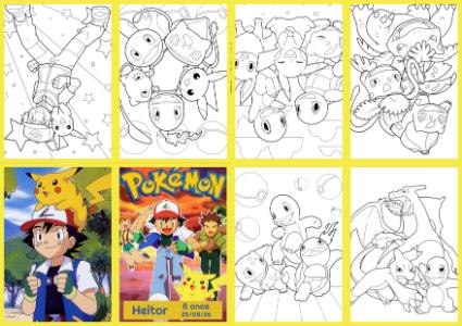 Livrinho de Colorir Pokémon para Aniversário Editável
