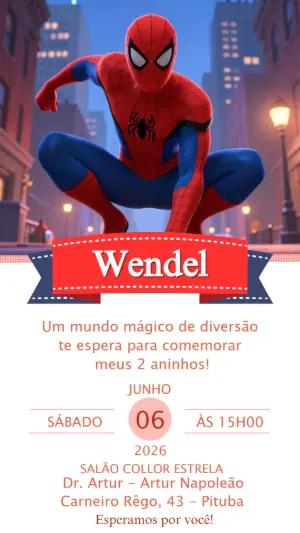 Convite de Aniversário Homem-Aranha Moderno para Editar
