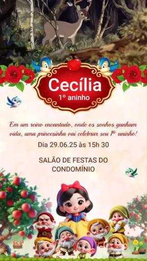 Vídeo Convite de Aniversário Branca de Neve Editável