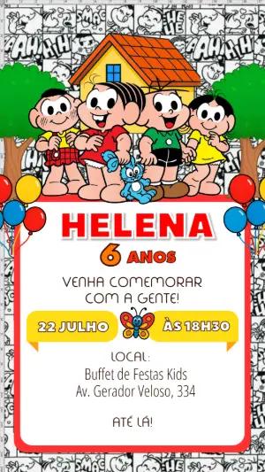 Convite Aniversário Turma da Mônica para Editar Online