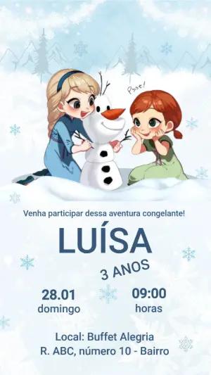 Convite Digital Infantil Frozen Aventura Congelante Editável