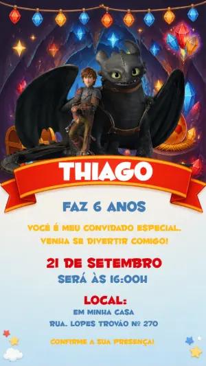 Convite de Aniversário Como Treinar o Seu Dragão Editável