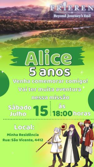 Convite Animado Frieren e a Jornada para o Além para Editar
