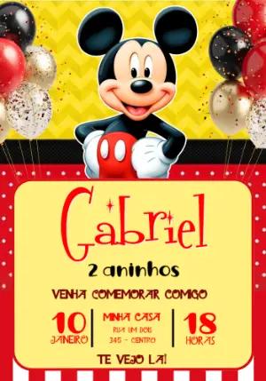 Convite de Aniversário Mickey Mouse Clássico para Editar