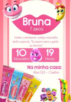 Convite Aniversário Carmed Fini com Personagens para Editar