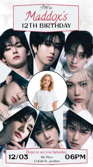 Editable K-Pop Stray Kids Birthday Invitation with Photo Collage Template