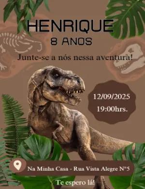 Convite de Aniversário Dinossauro Jurassic Park para Editar Online