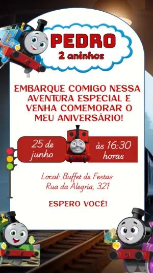 Convite de Aniversário Thomas e Seus Amigos Editável Online