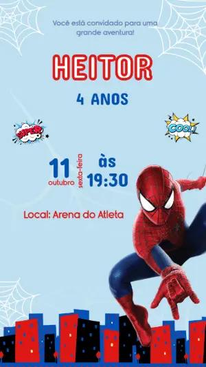 Convite Digital Homem-Aranha Estilo Quadrinhos para Editar