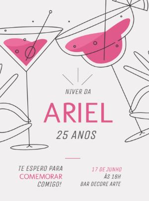 Convite Animado de Aniversário com Drinks para Editar Online
