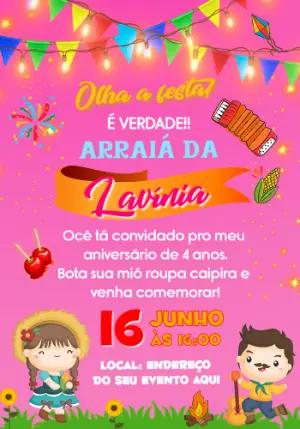 Convite Aniversário Festa Junina Infantil para Editar Online