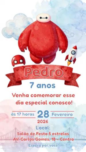 Convite de Aniversário Baymax Big Hero 6 para editar online