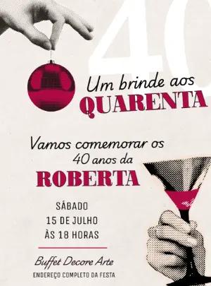 Convite de Aniversário 40 Anos Retrô Editável para Mulher