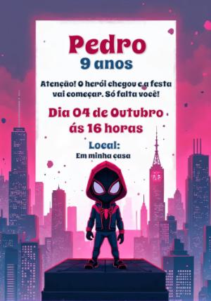 Convite de Aniversário Homem-Aranha Miles Morales para Editar