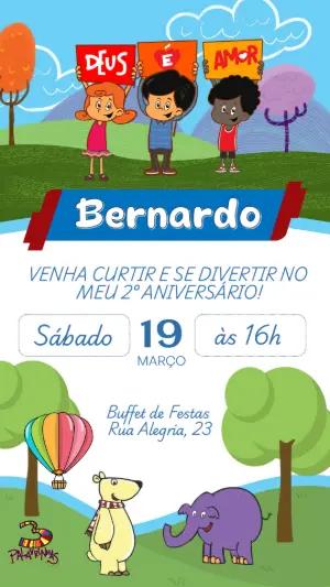 Convite Aniversário 3 Palavrinhas com Personagens para Editar