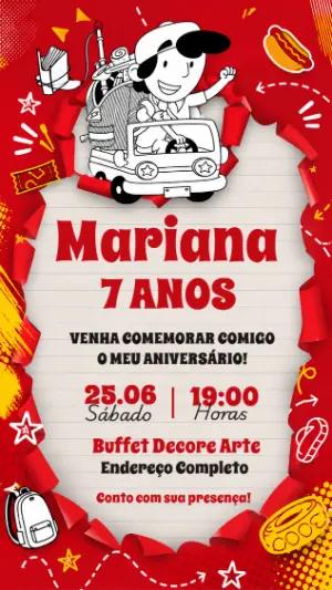 Convite de Aniversário Infantil As Aventuras de Mike para Editar