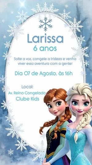 Convite de Aniversário Frozen com Anna e Elsa para Editar