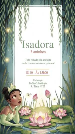 Convite Aniversário Princesa Tiana para Editar Online