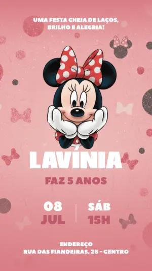 Convite de Aniversário Minnie Mouse Rosa para Editar Online