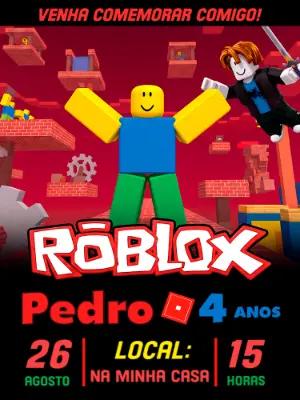 Convite de Aniversário Roblox Infantil para Editar Online