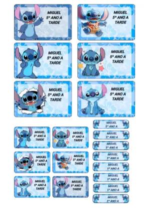 Kit de Etiquetas Escolares do Stitch para Editar e Imprimir