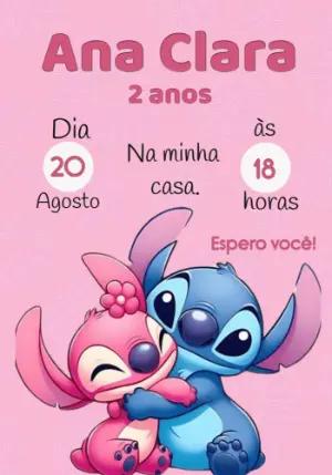 Convite de Aniversário Angel e Stitch para Editar Online