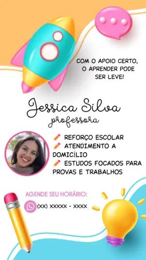 Cartão de Visita Aulas de Reforço com Foto para Editar Online