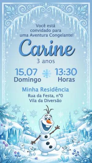 Convite de Aniversário Frozen com Olaf para Editar