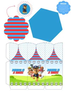 Centro de Mesa Patrulha Canina Editável para Festa Infantil