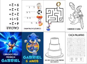 Lembrancinha de Aniversário Sonic: Livro de Atividades para Editar