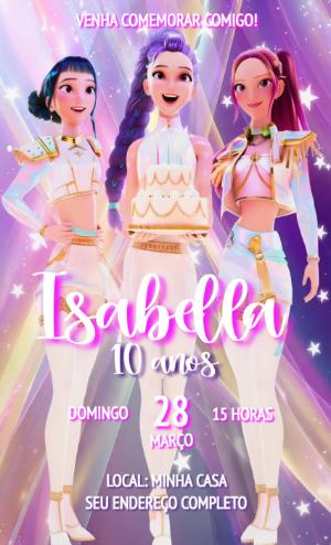 Convite de Aniversário Guerreiras do Kpop Editável