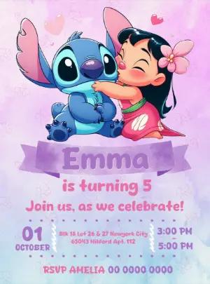 Lilo and Stitch Birthday Invitation to Edit Online