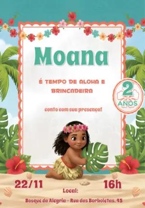 Convite de Aniversário Moana Baby para Editar Online