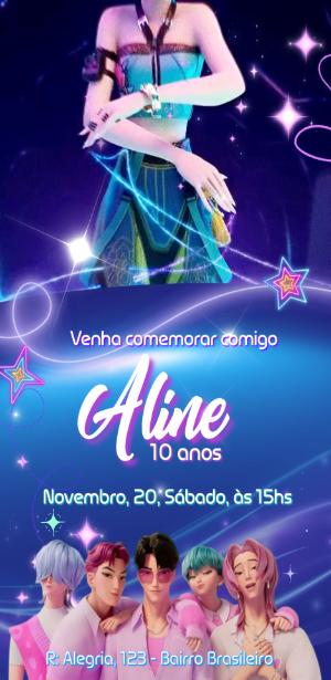 Vídeo Convite de Aniversário Guerreiras do Kpop para Editar
