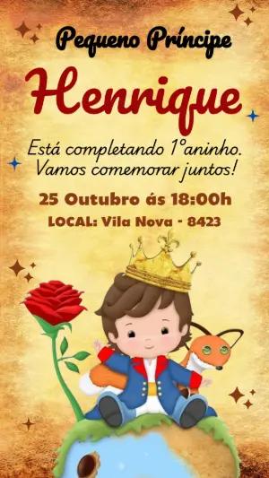 Convite de Aniversário Pequeno Príncipe Editável e Digital