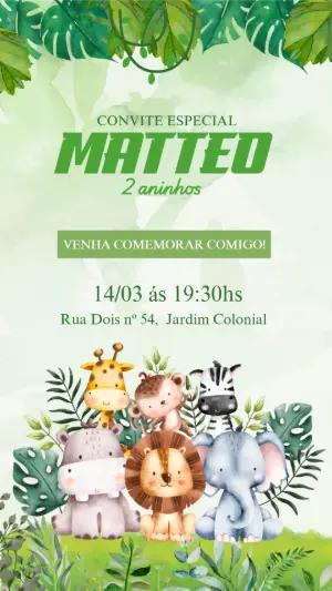 Convite de Aniversário Safari Fofo para Menino Editável
