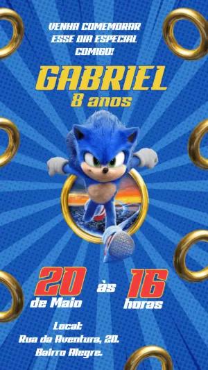 Convite Animado de Aniversário Sonic para Editar Online