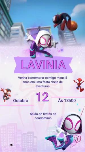 Convite Animado Ghost-Spider e Amigos Aniversário Editável