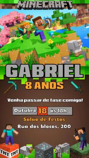Convite Aniversário Minecraft
