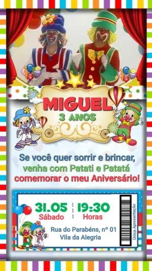 Convite Animado Patati Patatá: Vídeo de Aniversário Editável