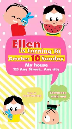 Monica and Friends Birthday Invitation - Editable Digital Template