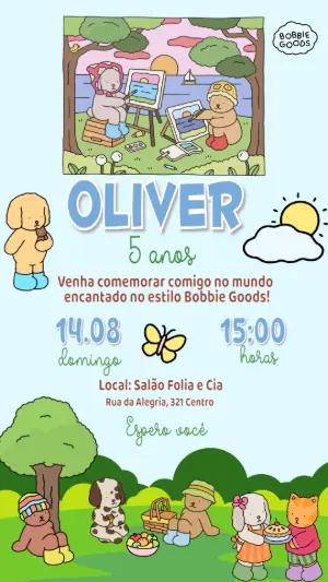Convite Aniversário Estilo Bobbie Goods para Editar Online