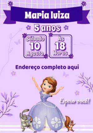 Convite Aniversário Princesa Sofia para Editar Online