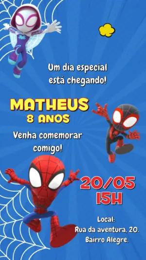 Convite Animado Aniversário Spidey e Seus Amigos para Editar