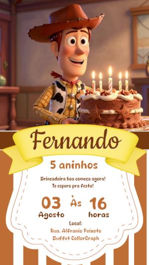 Convite de Aniversário Woody Toy Story para Editar