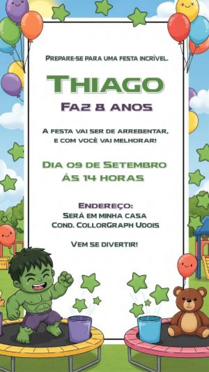 Convite de Aniversário do Hulk para Editar Online