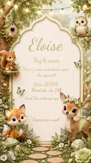 Convite de Aniversário Jardim Encantado Editável